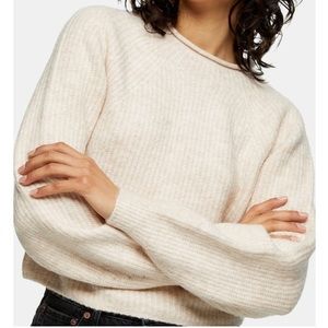 Topshop Ribbed Cropped Crew Neck Sweater Size 14